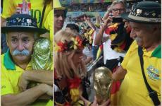 Crying Brazilian man gave his trophy to a German fan