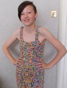 A dress made of loom bands has sold for more than €215,000