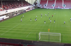 Scottish football player kicks high clearance... and hits a seagull in mid-air