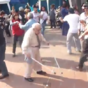 Crutch-wielding grandpa busts it out on the dancefloor