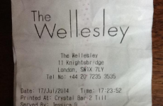 This receipt from a hotel bar in London puts Temple Bar's prices to shame