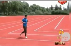 Chinese officials build right-angled running track