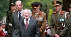 Pictures: President and British royal heckled by dissidents at unveiling of monument to war dead