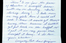 Thief sends money and letter of apology for taking extra piece of chicken in buffet