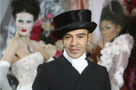 25 January 2010: Galliano poses at the end of the Dior Haute Couture Spring/Summer 2010 collection in Paris.