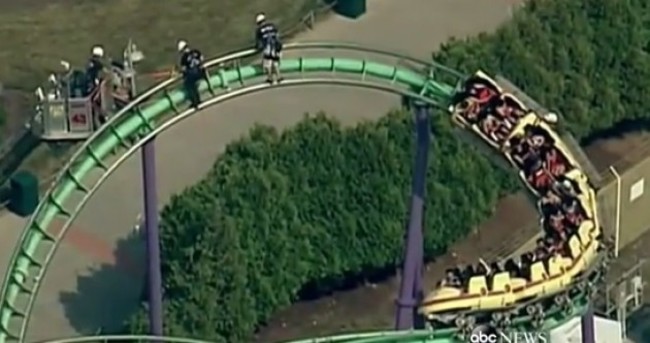 Riders stuck on rollercoaster 75ft off the ground for five hours