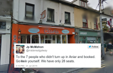 Here's how one Galway restaurateur reacted to no-shows at his business (NSFW language)