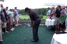 Phil Mickelson tried a 'Lefty special' from the hospitality tents yesterday
