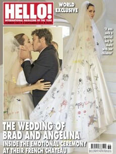 Angelina Jolie's wedding dress is covered in her kids' drawings