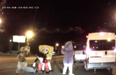 Watch Spongebob and Mickey Mouse brawl in this bizarre road rage video
