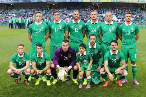 Keogh (second from right, front row) captaining Ireland. 