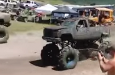 This trucker's massive jump into mud is some serious badassery