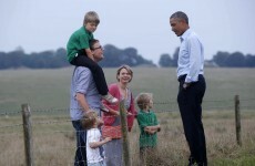 Barack Obama meets young family... in a field... in England