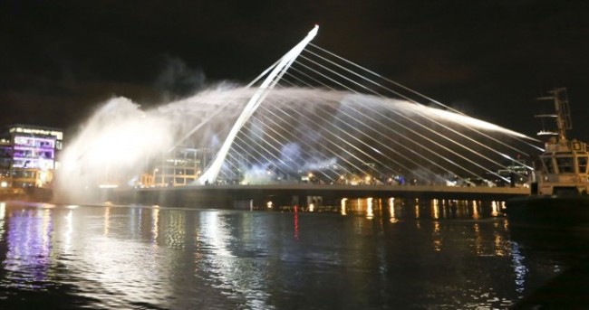 This Dublin bridge was turned into a giant harp last night