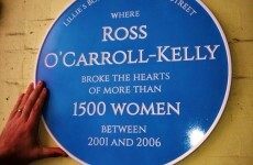 A Ross O'Carroll Kelly plaque is after being put up outside Lillies Bordello