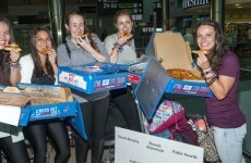 Domino's greeted five Irish girls returning home from holidays with pizza at Dublin Airport