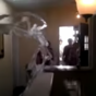 Best dad ever helps young son destroy his mum with giant toilet paper gun