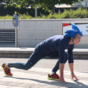 Guy dressed as Sonic the Hedgehog races the Luas, not a bother on him