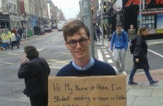 This student's sign epitomises the struggle of finding a flat in Dublin