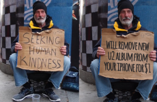 That 'homeless U2 man' image isn't real, but the man is