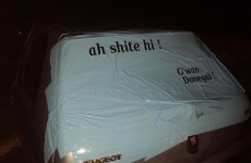 Donegal supporter makes the best of broken car window