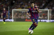 Luis Suarez scored his first two goals for Barcelona today