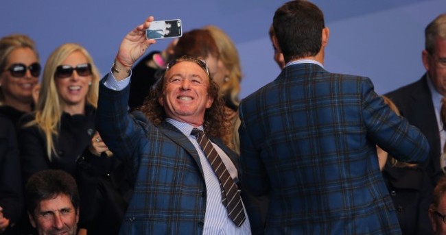 Miguel Angel Jimenez is having a blast at the Ryder Cup opening ceremony