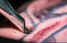 This slow motion close-up of a tattoo needle in action looks excruciating