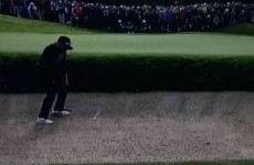 Rickie Fowler chips in beautifully from the bunker