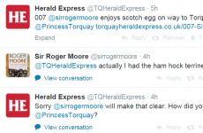 Roger Moore just corrected a local newspaper about a Scotch egg