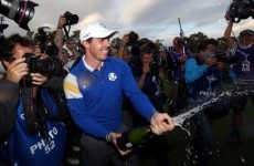 This almost never happens, I swear: Rory pops too early in Ryder Cup celebration