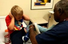 Little boy has a pretty unexpected reaction to getting his cast off