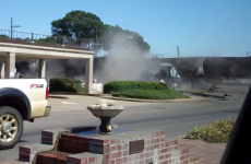 Heart-stopping footage of a train ploughing into an 18-wheeler stuck on the tracks