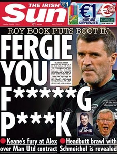 Roy Keane book dominates front and back pages (and a good few in between as well)