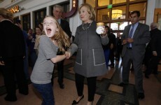 Little girl is almost too excited to be meeting Hillary Clinton