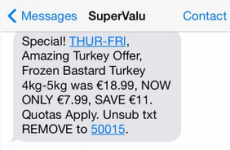 SuperValu accidentally texts 'frozen bast*rd turkey" offer to customers
