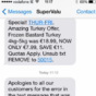 SuperValu accidentally texts 'frozen bast*rd turkey" offer to customers