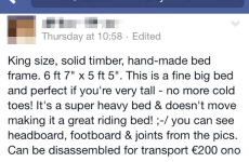 Someone is selling a 'great riding bed' on Facebook