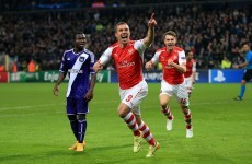 Gibbs and Podolski save Arsenal with a late, late show against Anderlecht