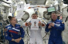 The 2018 World Cup logo was unveiled live in space last night
