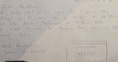 Here is John McNulty's handwritten note accepting his controversial state board appointment