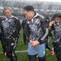 The All Blacks prepared for their game in Chicago with some American football in the snow
