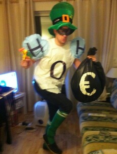 This water charges costume is a late contender for winner of Halloween