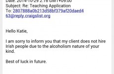 Irish girl rejected for job in South Korea due to “alcoholism nature of your kind”
