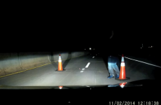This chilling dashcam footage of a suspicious roadblock is going viral