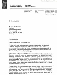 These are the letters sent between Brian Lenihan and the ECB before the bailout