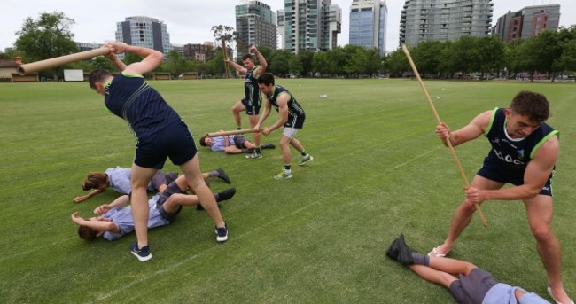 Bizarre new training methods from the Irish International Rules team in Melbourne today