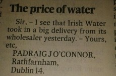 This Irish Times letter gets digs in at both Irish Water and the rain