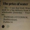 This Irish Times letter gets digs in at both Irish Water and the rain