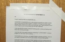 This passive aggressive neighbour's note is truly outstanding